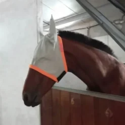 Cheval Energy - Les Equipements Masques Anti-Mouches^Cheval Energy Masque Anti-Mouches avec Oreilles - Blanc / Orange