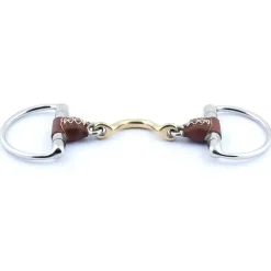 Jump'In Mors Double Brisure|Mors Caoutchouc, Mors Cuir^Mors à Olives Double Brisure avec Passage de Langue Recouvert de Cuir